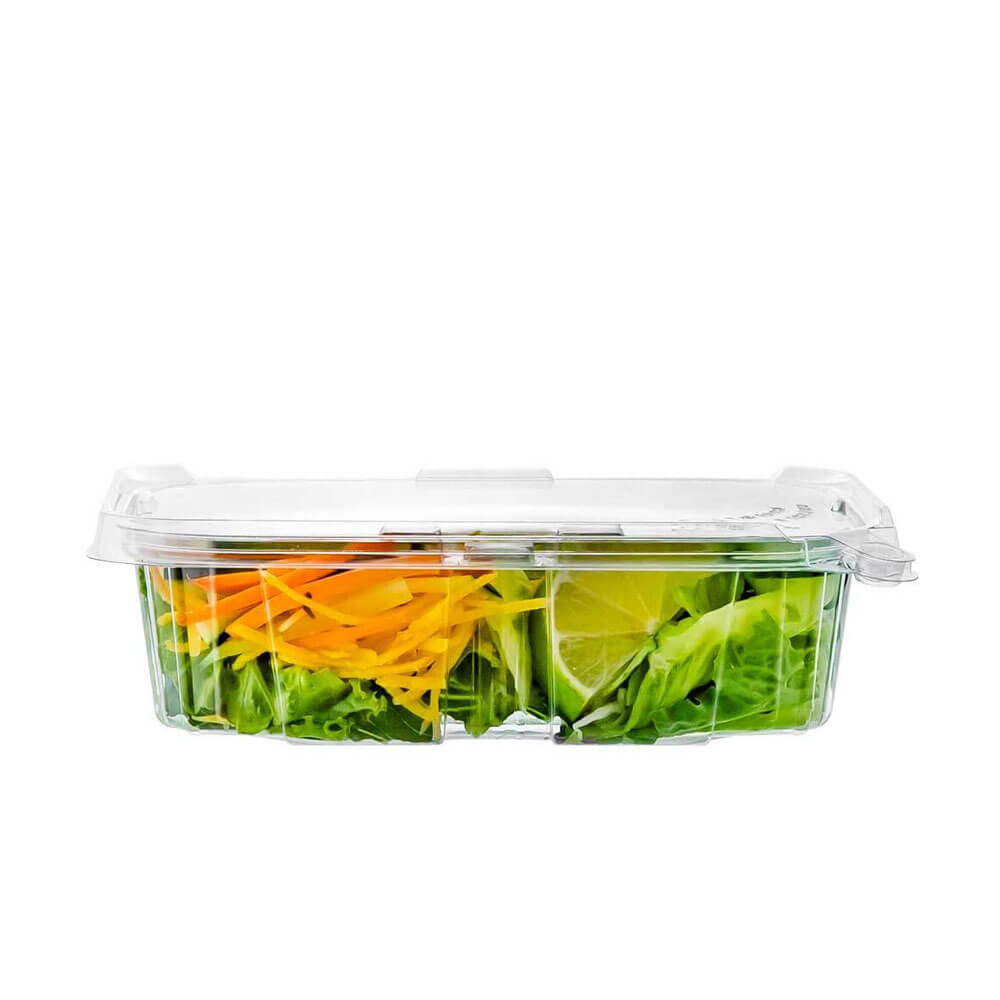 Choice 48 oz. Clear RPET Hinged Deli Container - 200/Case
