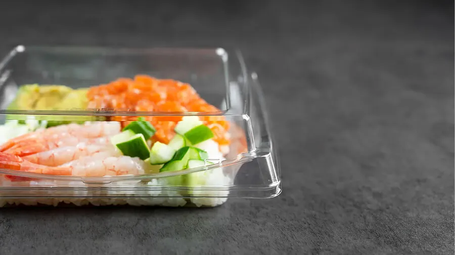 rPET sushi trays for recycling